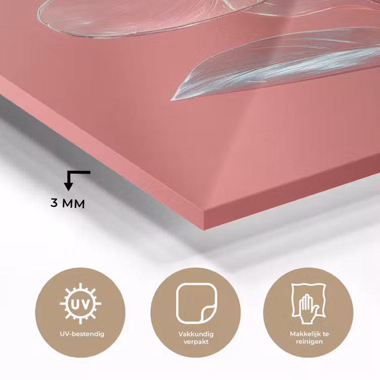 Sierlijk - Bloem - Roze - Glazen plexiglas 5mm klein -sfeer2