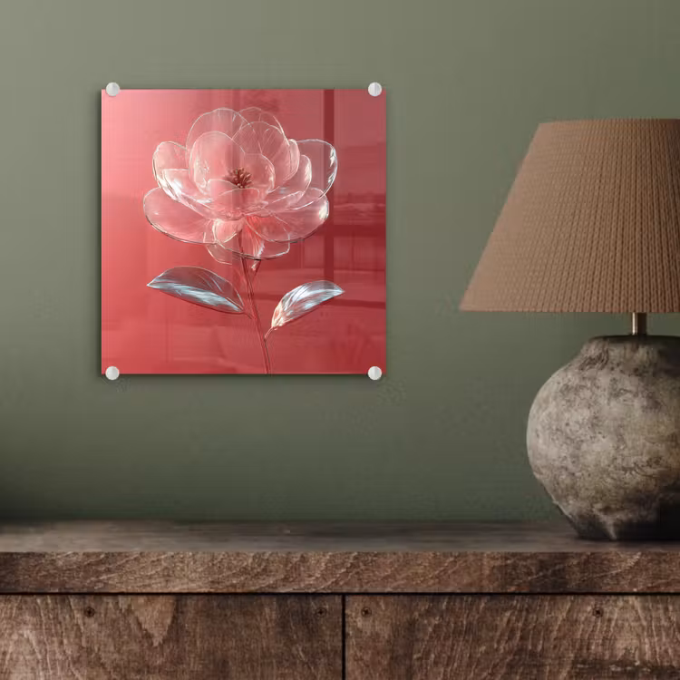 Sierlijk - Bloem - Roze - Glazen plexiglas 5mm klein -sfeer3