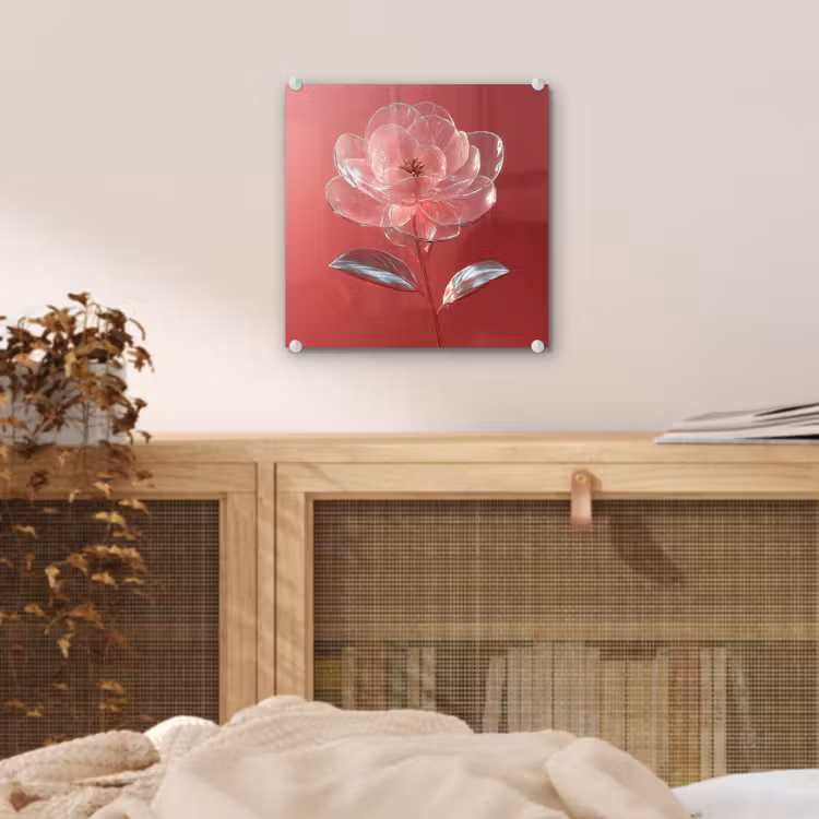 Sierlijk - Bloem - Roze - Glazen plexiglas 5mm klein -sfeer4