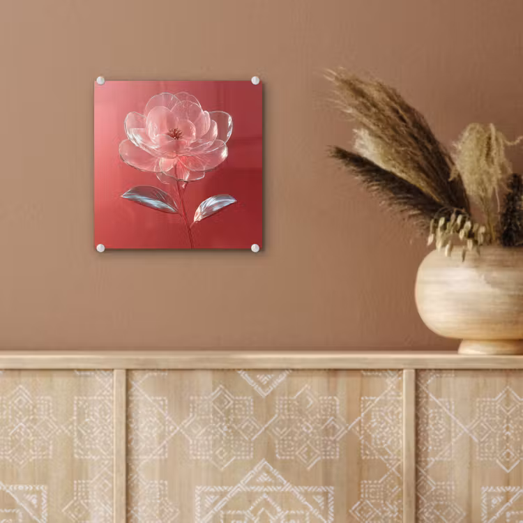 Sierlijk - Bloem - Roze - Glazen plexiglas 5mm klein -sfeer5