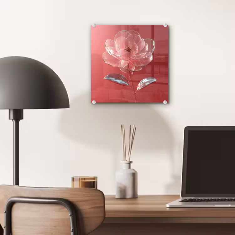 Sierlijk - Bloem - Roze - Glazen plexiglas 5mm klein -sfeer6