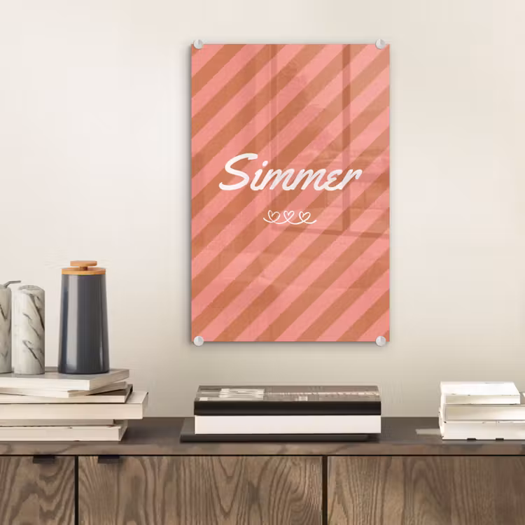 Simmer - Hartjes - Strepen - Roze plexiglas 5mm klein -sfeer1