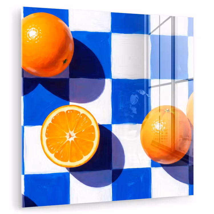 Glas schilderij - Sinaasappel - Geruit - Eten - Sinaasappel - Geruit - Eten plexiglas 5mm klein