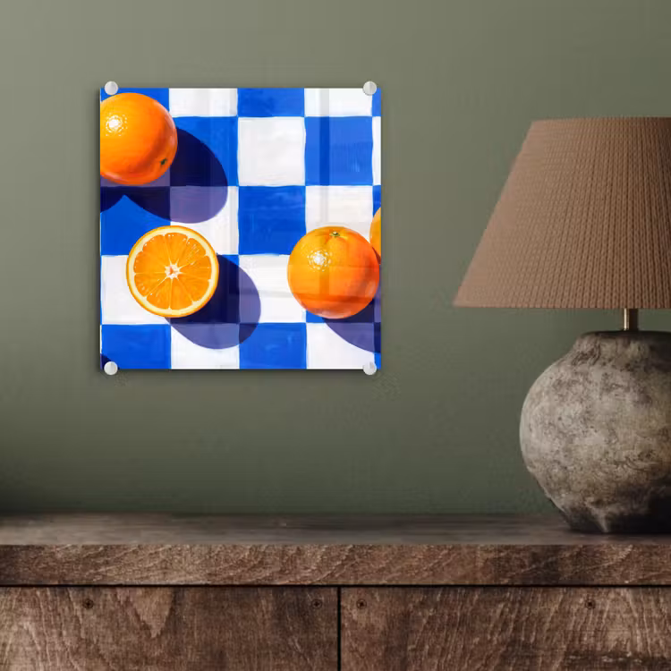 Glas schilderij - Sinaasappel - Geruit - Eten - Sinaasappel - Geruit - Eten plexiglas 5mm klein