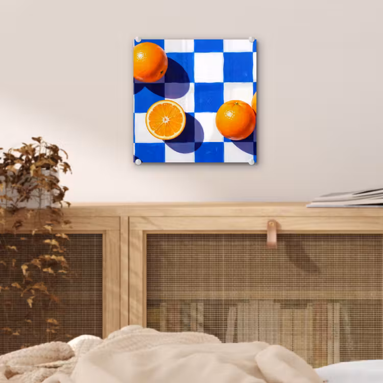 Glas schilderij - Sinaasappel - Geruit - Eten - Sinaasappel - Geruit - Eten plexiglas 5mm klein
