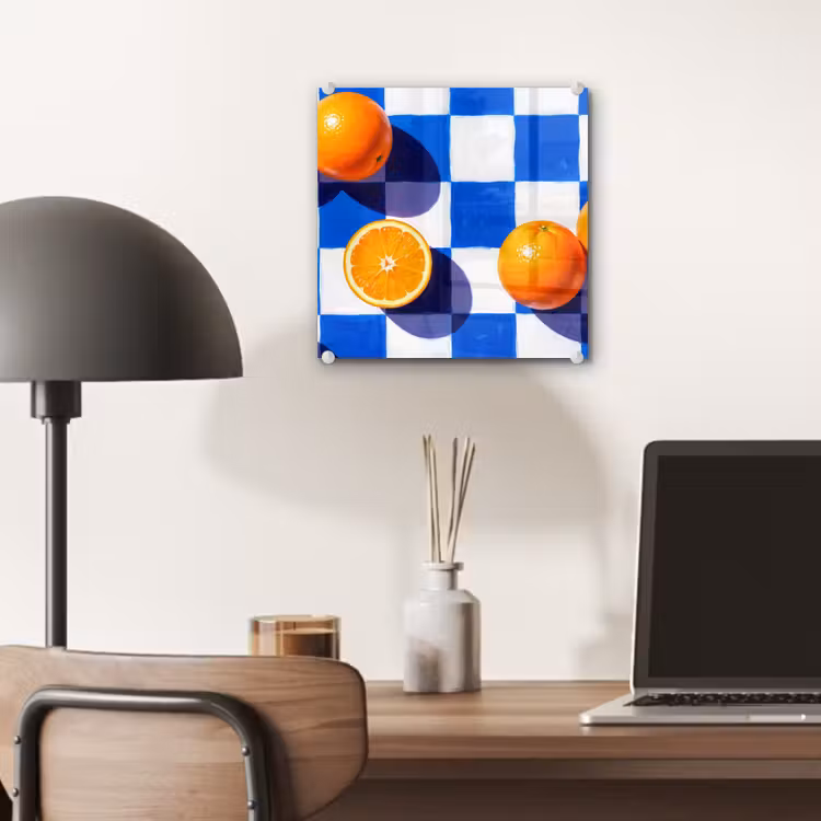 Glas schilderij - Sinaasappel - Geruit - Eten - Sinaasappel - Geruit - Eten plexiglas 5mm klein