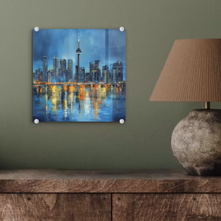 Skyline Toronto - Water - Stadslichten - Toren plexiglas 5mm klein -sfeer3