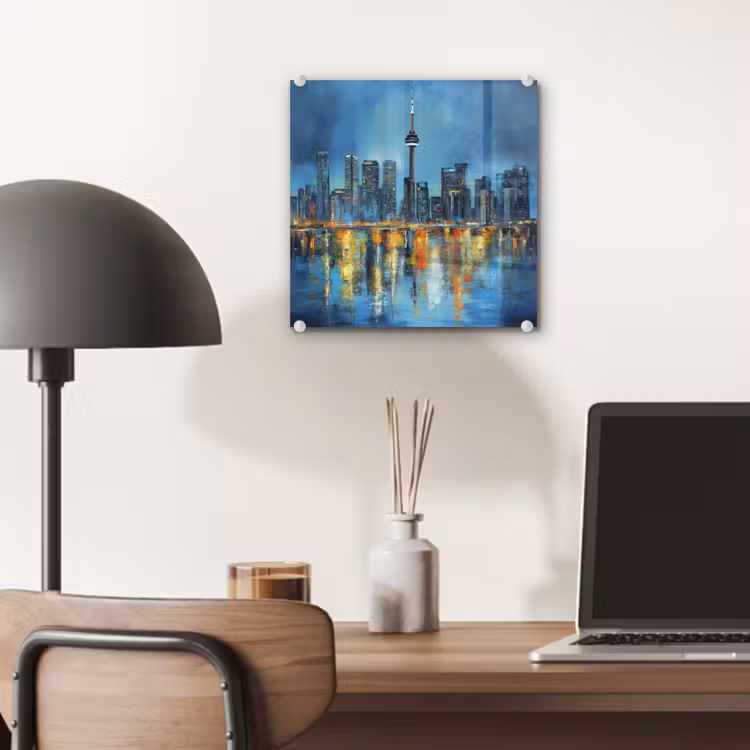 Skyline Toronto - Water - Stadslichten - Toren plexiglas 5mm klein -sfeer6