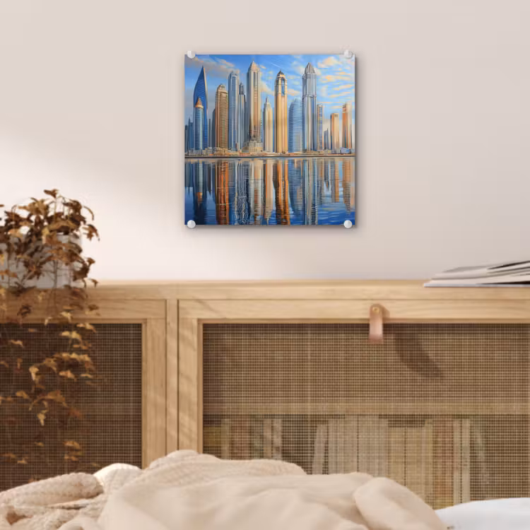 Skyline - Wolkenkrabbers - Water - Blauw plexiglas 5mm klein -sfeer4