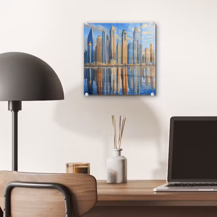 Skyline - Wolkenkrabbers - Water - Blauw plexiglas 5mm klein -sfeer6