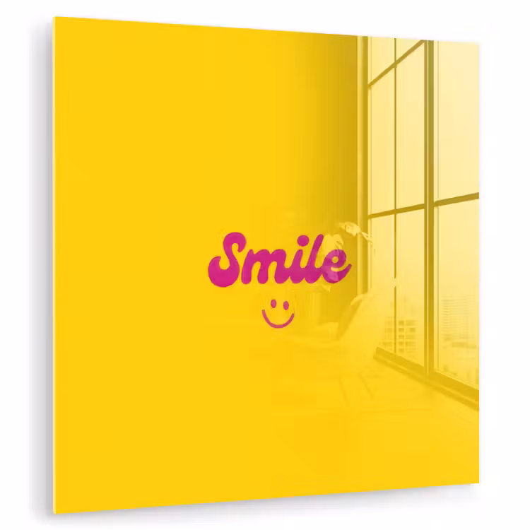 Smile - Geel - Roze plexiglas 5mm klein -zzzproduct_nieuw