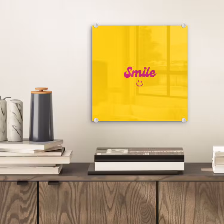Smile - Geel - Roze plexiglas 5mm klein -sfeer1