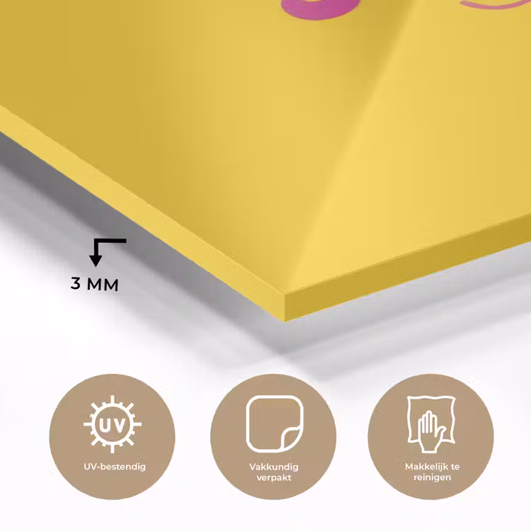 Smile - Geel - Roze plexiglas 5mm klein -sfeer2
