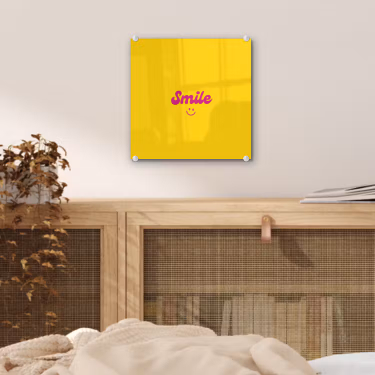 Smile - Geel - Roze plexiglas 5mm klein -sfeer4
