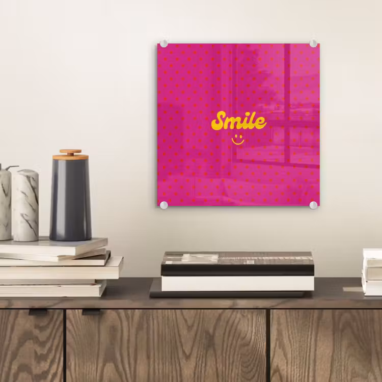 Smile - Stippen - Roze plexiglas 5mm klein -sfeer1