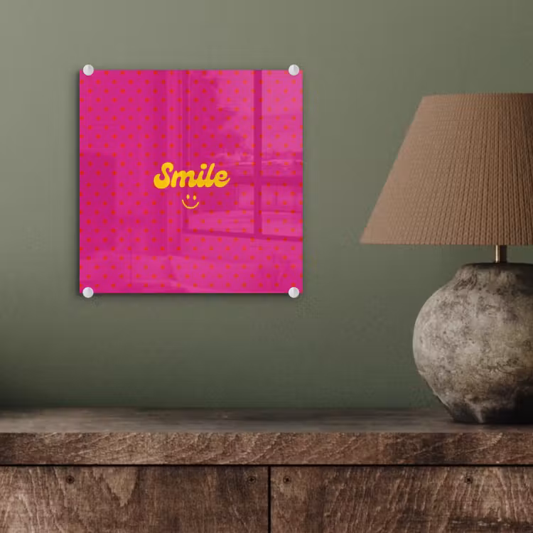 Smile - Stippen - Roze plexiglas 5mm klein -sfeer3