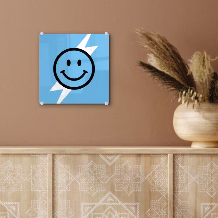 Smiley - Blauw - Bliksem plexiglas 5mm klein -sfeer5