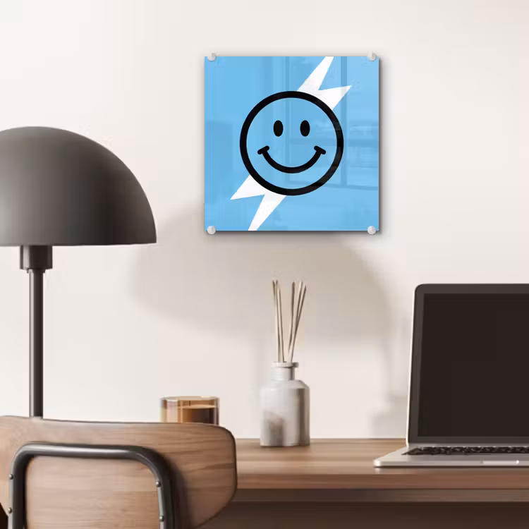 Smiley - Blauw - Bliksem plexiglas 5mm klein -sfeer6