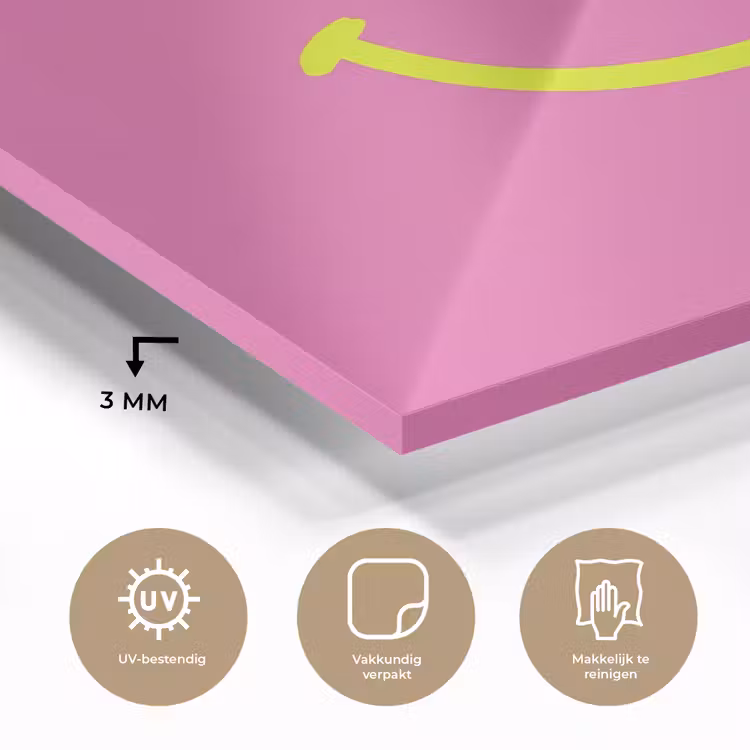 Smiley - Vrolijk - Roze plexiglas 5mm klein -sfeer2