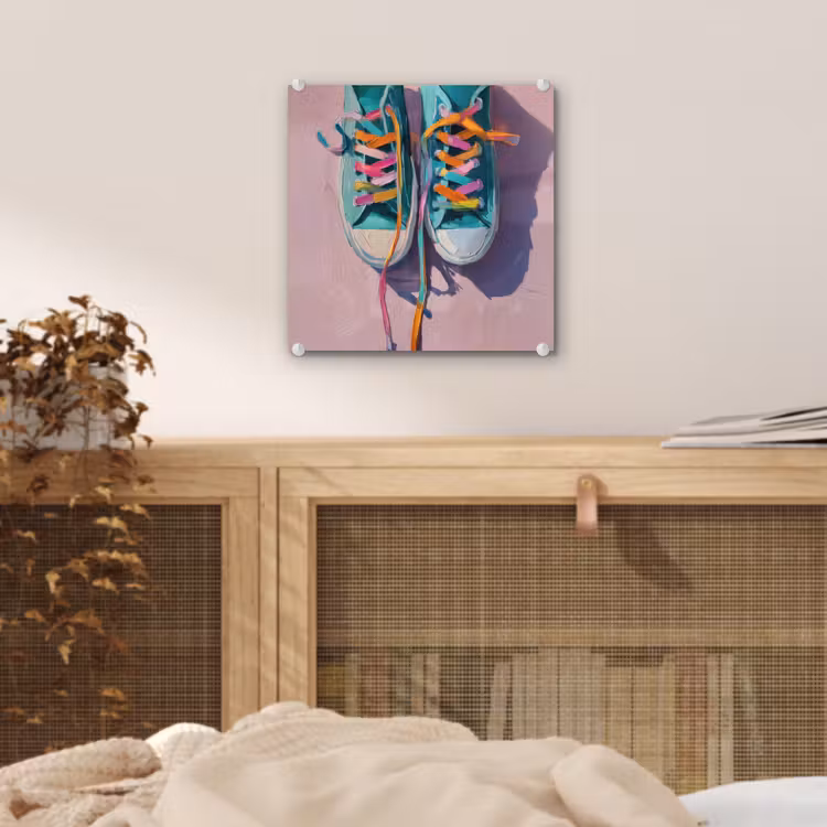 Sneakers - Veters - Kleurrijk - Schaduw plexiglas 5mm klein -sfeer4