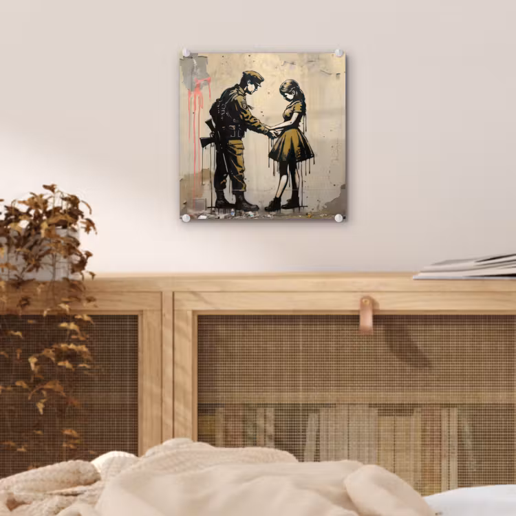 Soldaat - Meisje - Bruin - Graffiti plexiglas 5mm klein -sfeer4