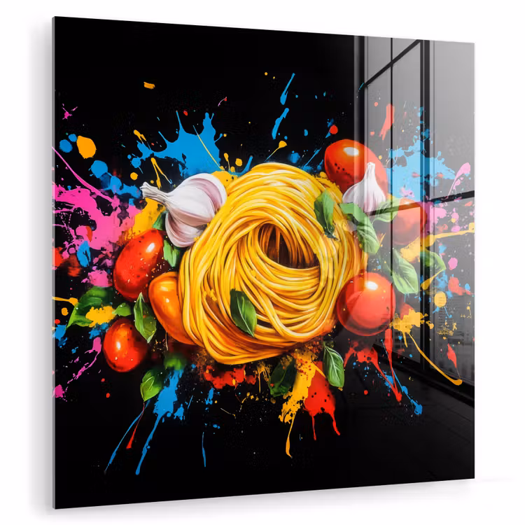 Spaghetti - Graffiti - Verf - Kleurrijk - Eten - Modern plexiglas 5mm klein -zzzproduct_nieuw