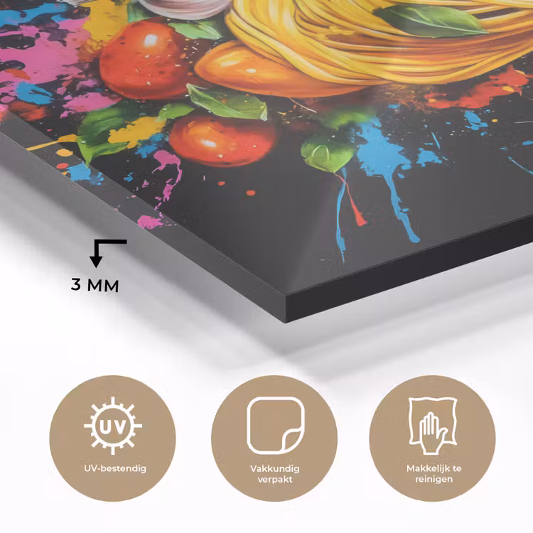 Spaghetti - Graffiti - Verf - Kleurrijk - Eten - Modern plexiglas 5mm klein -sfeer2