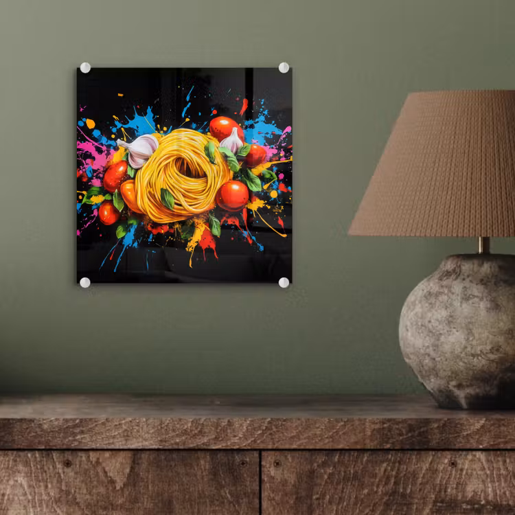 Spaghetti - Graffiti - Verf - Kleurrijk - Eten - Modern plexiglas 5mm klein -sfeer3