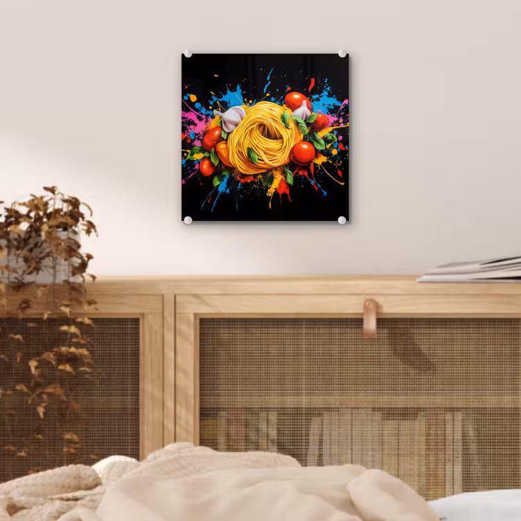Spaghetti - Graffiti - Verf - Kleurrijk - Eten - Modern plexiglas 5mm klein -sfeer4