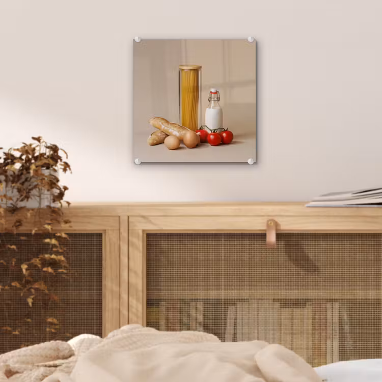Spaghetti - Melk - Tomaten - Eieren - Brood plexiglas 5mm klein -sfeer4