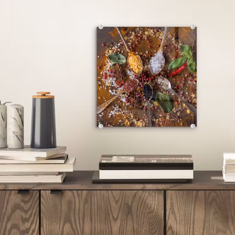 Specerijen - Kruiden - Lepels - Zout - Bruin - Keuken plexiglas 5mm klein -sfeer1