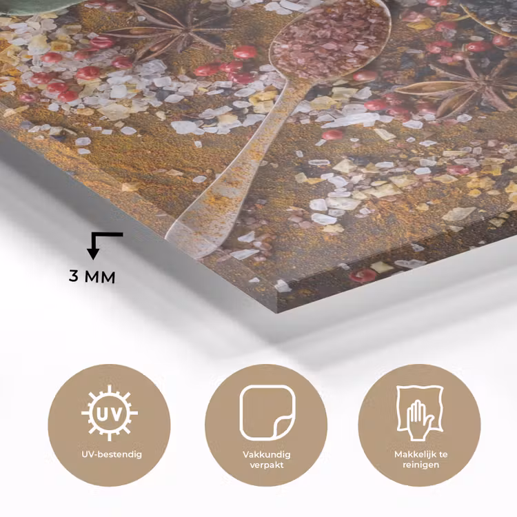 Specerijen - Kruiden - Lepels - Zout - Bruin - Keuken plexiglas 5mm klein -sfeer2