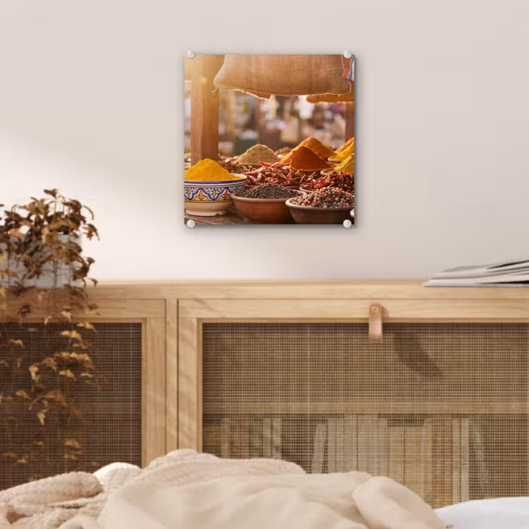 Glas schilderij - Specerijen - Markt - Kleurrijk - Specerijen - Markt - Kleurrijk plexiglas 5mm klein