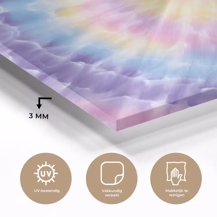 Spiraal - Tie dye - Pasteltinten plexiglas 5mm klein -sfeer2