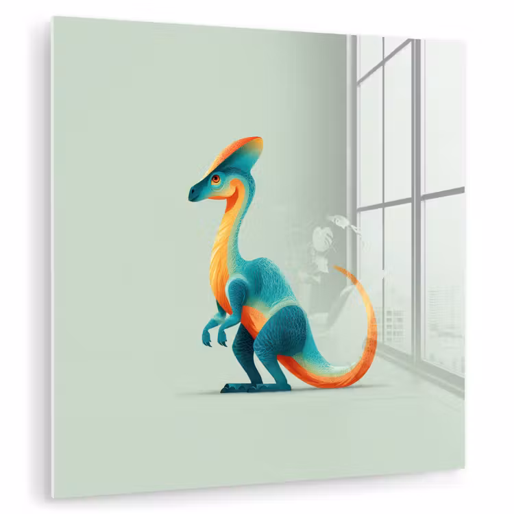 Staart - Dino - Minimalistisch - Blauw plexiglas 5mm klein -zzzproduct_nieuw
