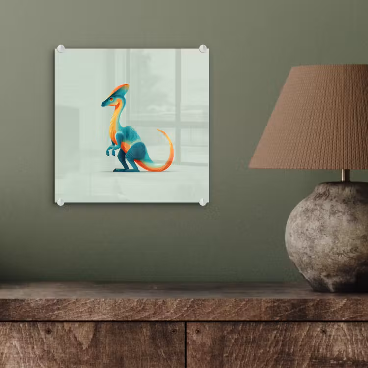 Staart - Dino - Minimalistisch - Blauw plexiglas 5mm klein -sfeer3
