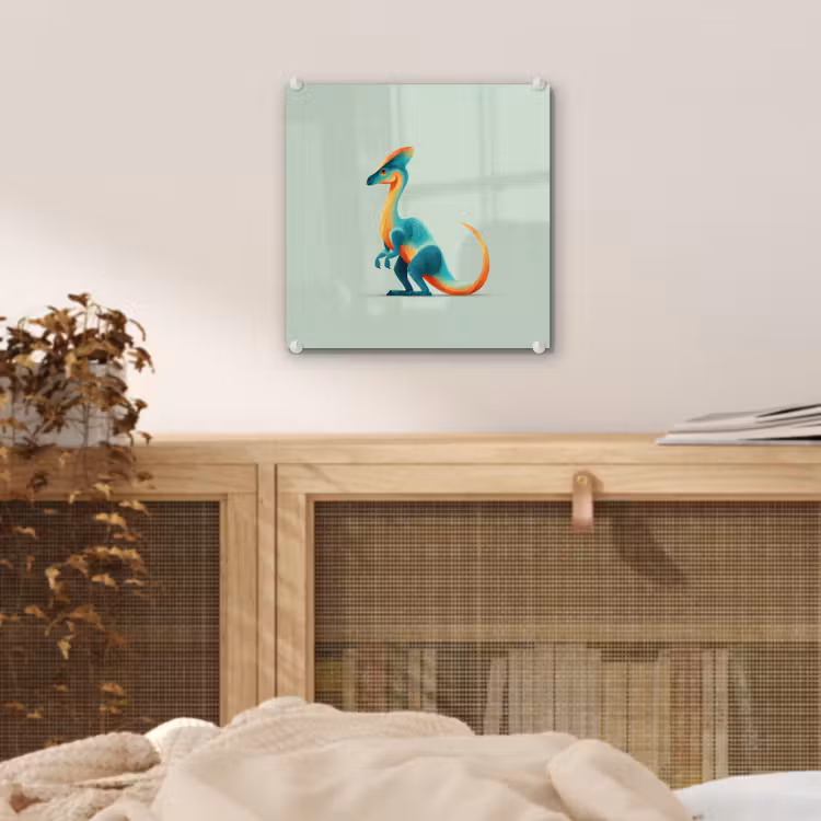 Staart - Dino - Minimalistisch - Blauw plexiglas 5mm klein -sfeer4