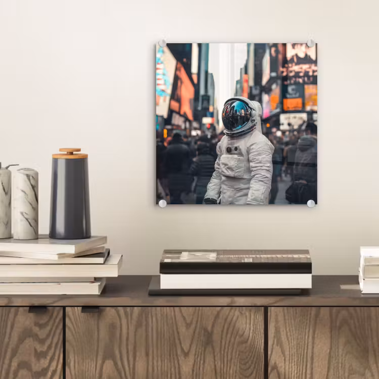 Stad - Mensen - Astronaut - Wit plexiglas 5mm klein -sfeer1