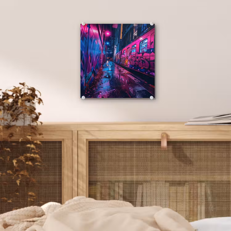 Stad - Neon - Nacht - Roze - Graffiti plexiglas 5mm klein -sfeer4