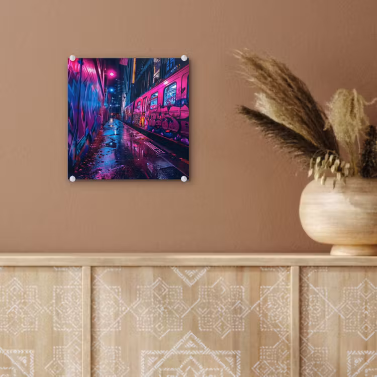 Stad - Neon - Nacht - Roze - Graffiti plexiglas 5mm klein -sfeer5