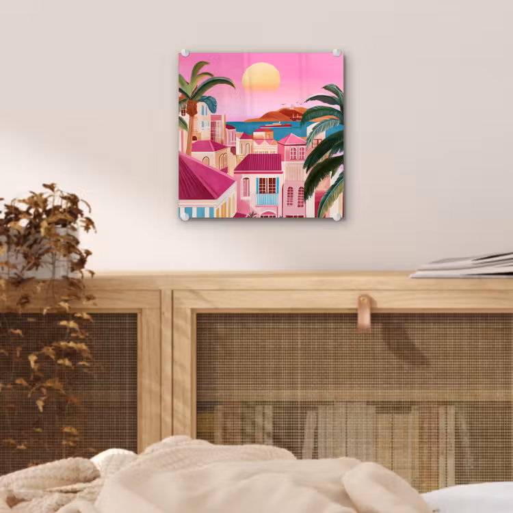 Stad - Roze - Palmbomen plexiglas 5mm klein -sfeer4