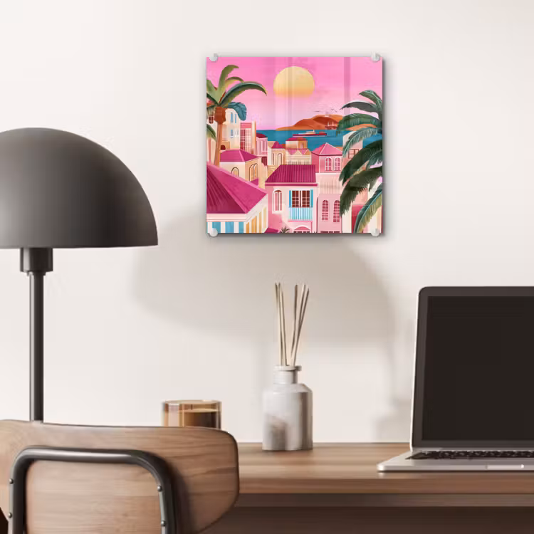 Stad - Roze - Palmbomen plexiglas 5mm klein -sfeer6