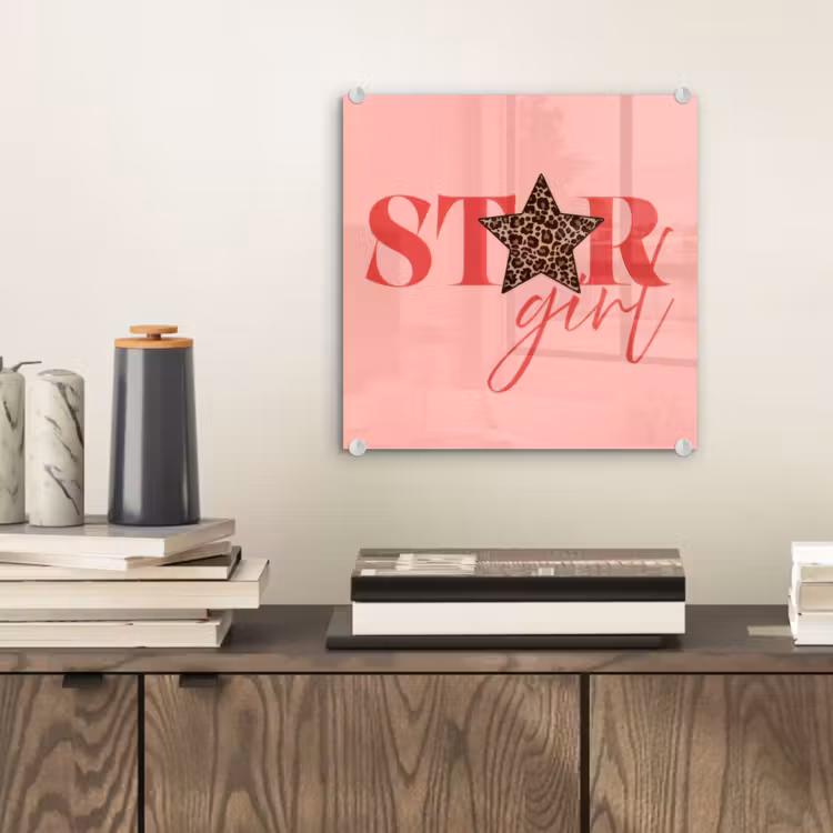 Star girl - Roze - Panter - Ster plexiglas 5mm klein -sfeer1