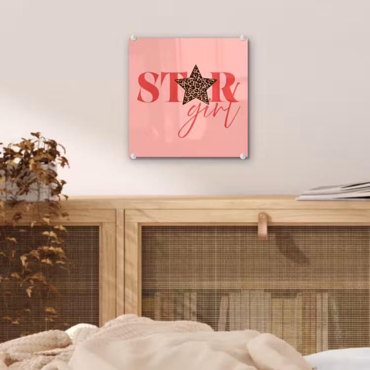 Star girl - Roze - Panter - Ster plexiglas 5mm klein -sfeer4