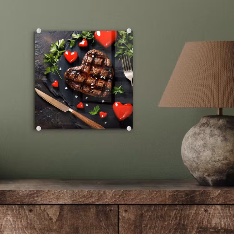 Steak - Hart - Bestek plexiglas 5mm klein -sfeer3