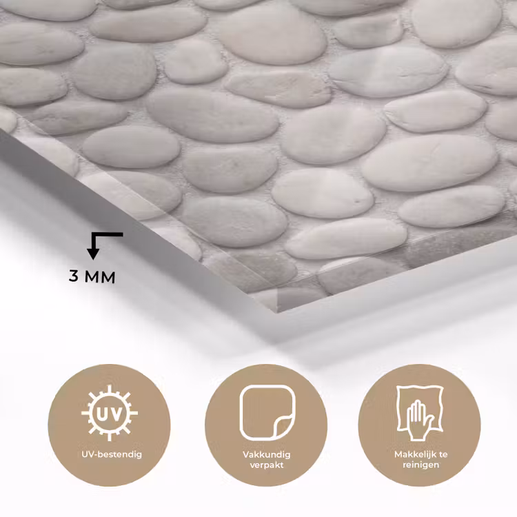 Steen - Kiezel - Natuur - Minimalistisch - Beige plexiglas 5mm klein -sfeer2