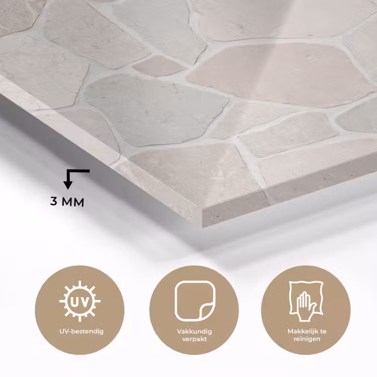 Steen - Patroon - Textuur - Beige plexiglas 5mm klein -sfeer2