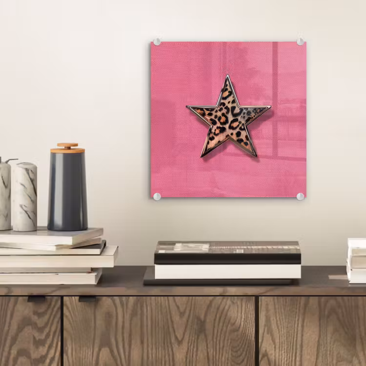 Ster - Luipaard - Print - Roze plexiglas 5mm klein -sfeer1
