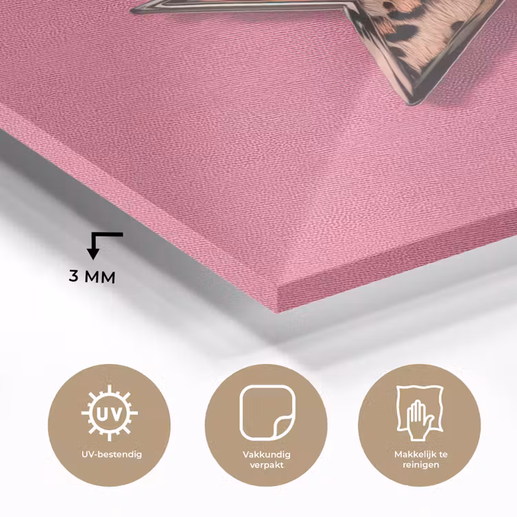 Ster - Luipaard - Print - Roze plexiglas 5mm klein -sfeer2