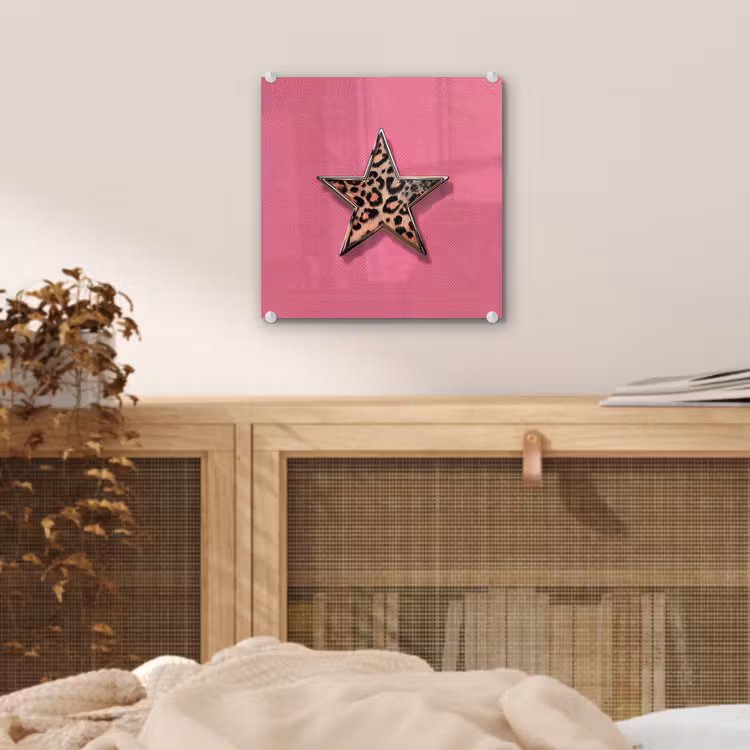 Ster - Luipaard - Print - Roze plexiglas 5mm klein -sfeer4